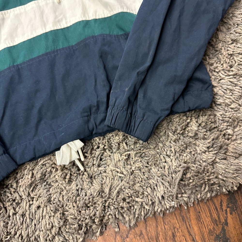 Forever 21 Forever 21 Blue Green White Stripe Crop Windbreaker Hoodie Sz S <142> - Picture 7 of 7